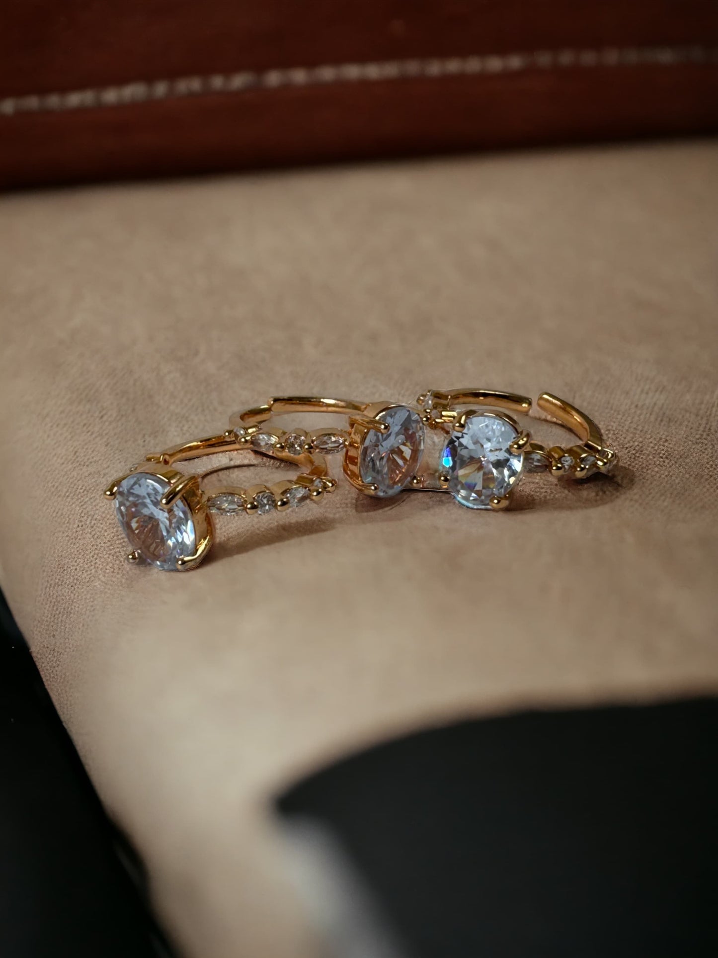 Diamond Oval Zircon Crystal Gold Ring