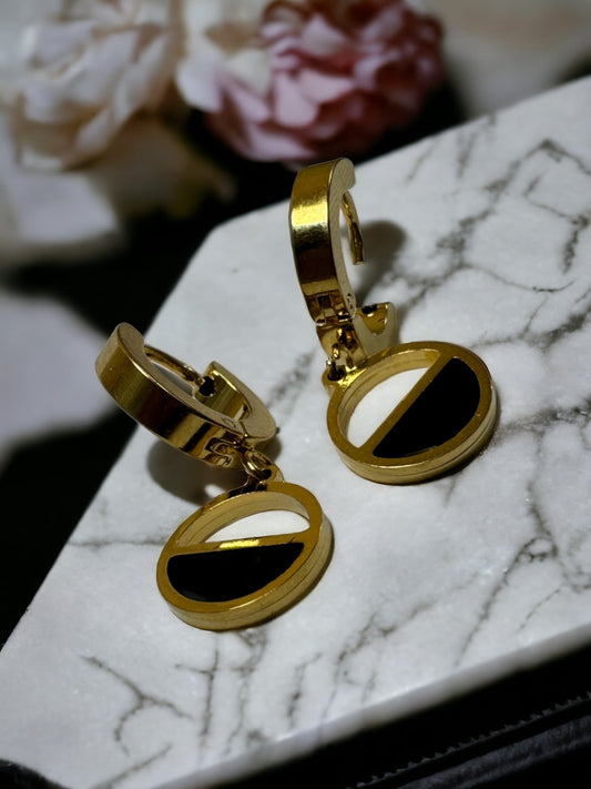 Black Round Gold Earrings For Women