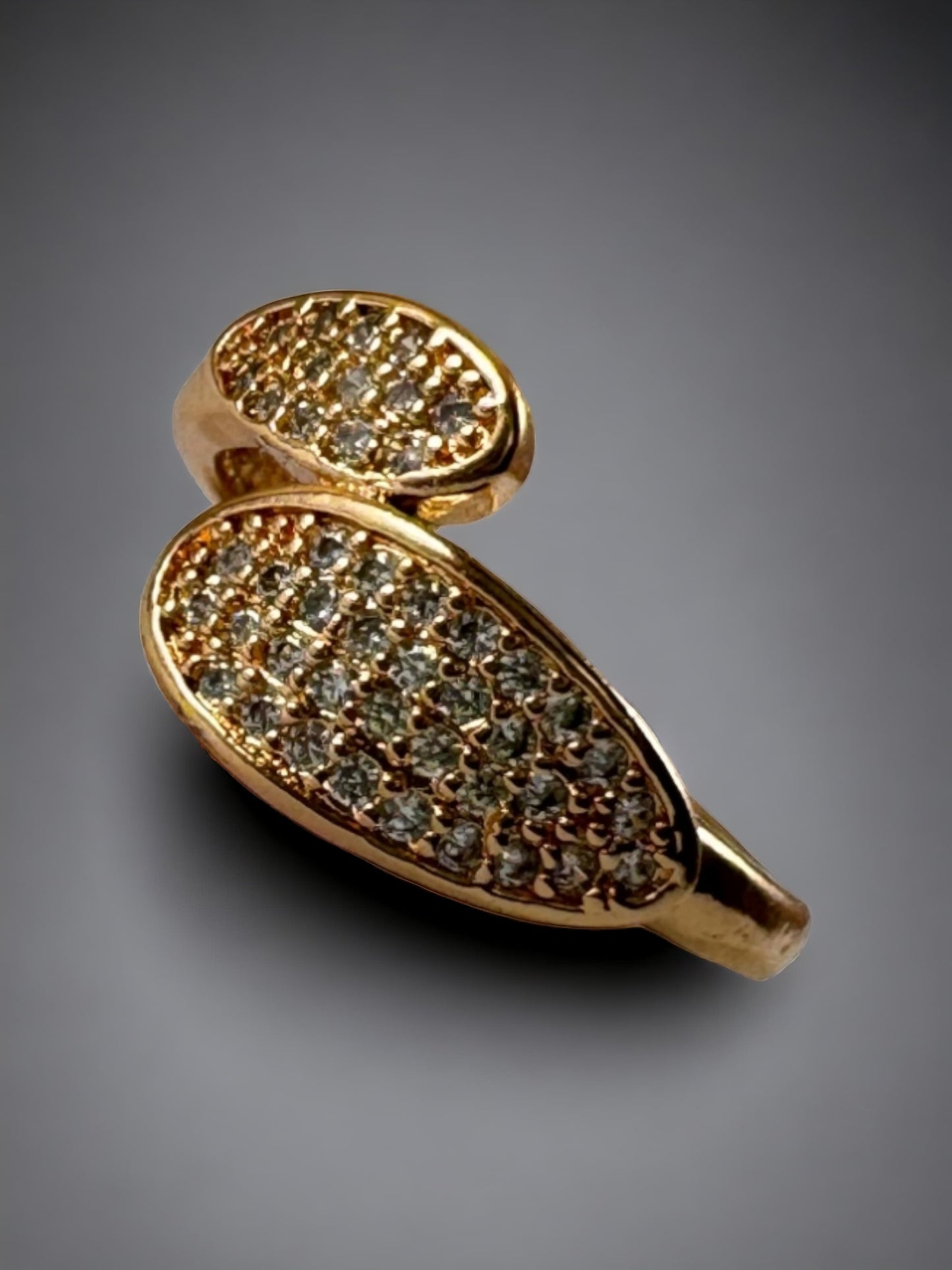Diamond Gold Leaf Style Adjustable Ring