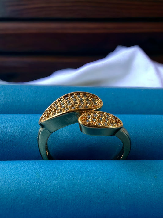 Diamond Gold Leaf Style Adjustable Ring